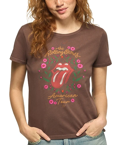 Lucky Brand Women's The Rolling Stones American Tour Classic Crew Graphic Retro 100% Cotton T-Shirt