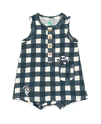 Nightmare Before Christmas Baby Boys' Plaid Cotton-Gauze Sleeveless Romper