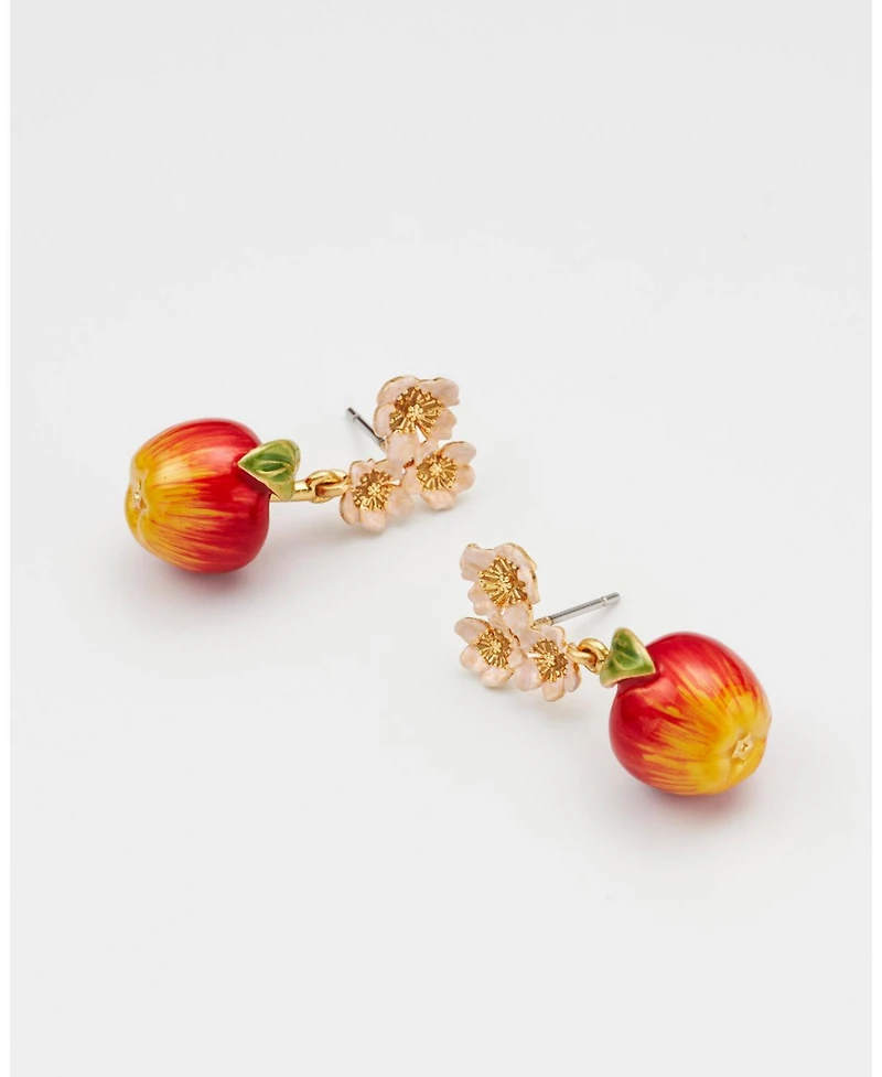 Fable England Apple Blossom Drop Earrings in Gold