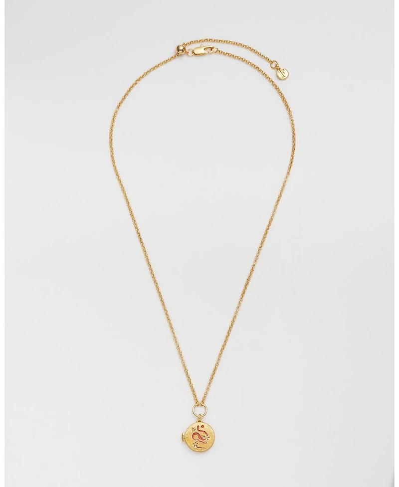 Fable England Snake and Blossom Locket Necklace in Gold