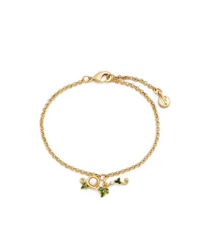 Fable England Ivy and Pearl T-Bar Bracelet in Gold