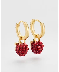 Fable England Orla Raspberry Huggie Earrings in Gold