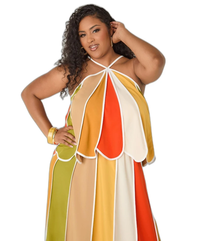 Ashley Stewart Plus Striped Halter Swing Top