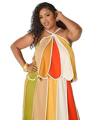 Ashley Stewart Plus Striped Halter Swing Top