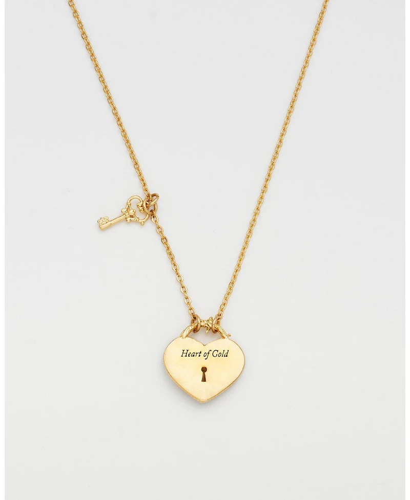 Fable England Eve Heart Lock and Key Necklace in Gold