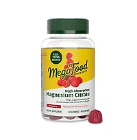 MegaFood Magnesium Citrate Gummies, For Adults, Teens and Kids 4+, 60 Raspberry Gummies