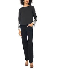 Vince Camuto Women's Contrast-Trim Long-Sleeve Top