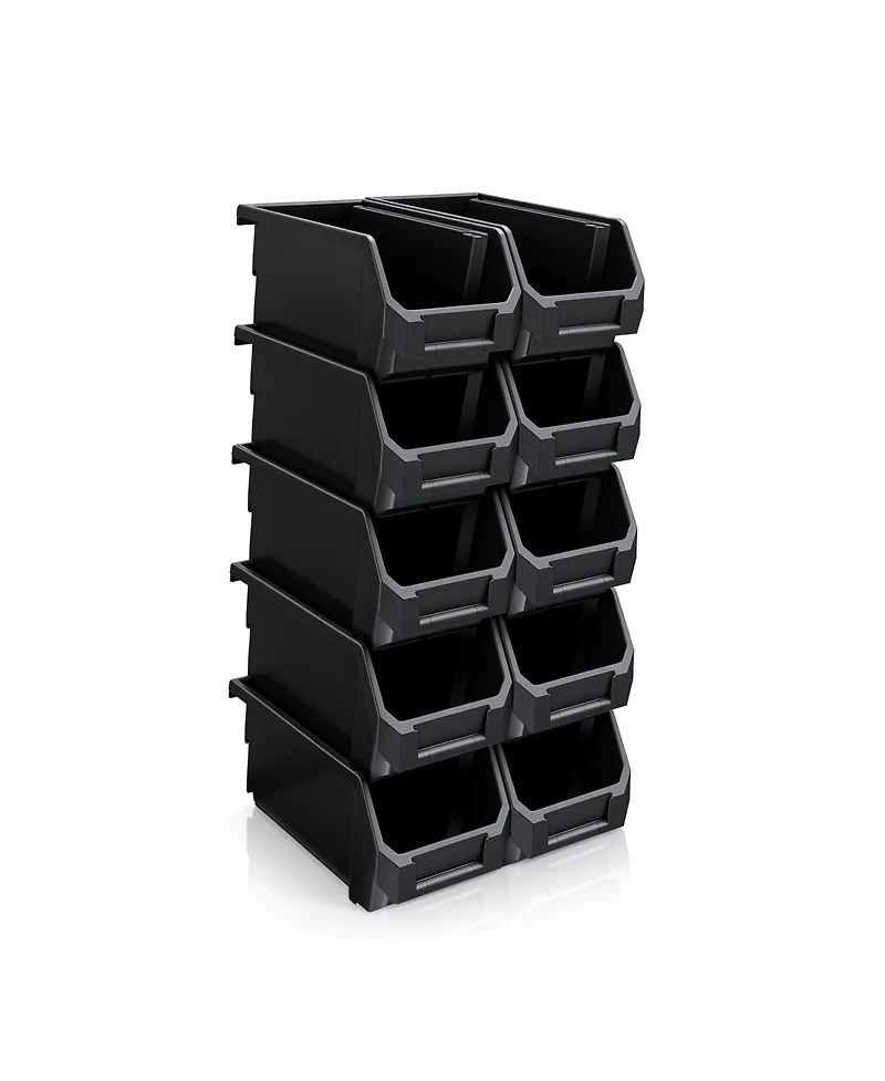 Sorbus Medium Open Front Stackable Garage Storage Bin - Heavy Duty Plastic Organizer Tote for Tools