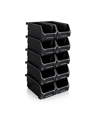Sorbus Medium Open Front Stackable Garage Storage Bin - Heavy Duty Plastic Organizer Tote for Tools