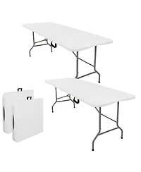 Piscifun Set Of 2 Folding Tables Carrying Handle Lightweight Portable Plastic Camping Steel Indoor Outdoor Party Dining Wedding Events Picnic