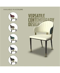 LeisureMod Aria Modern Dining Chair with Metal Legs Armless Upholstered Leather Accent Chair, Contemporary Side Chair for Dining and Kitchen