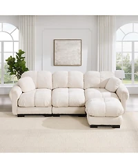 Boyel Living Oversize Chenille L-Shaped Sofa Deep Seat Couch with Movable Ottoman Exquisite Pillows and Quilted Back Cushions