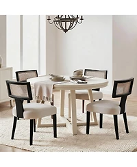 homfan Dining Chairs Set of 4, Mid Century Upholstered Chairs with Linen Fabric, Modern Armless Kitchen Chairs with Wood Legs