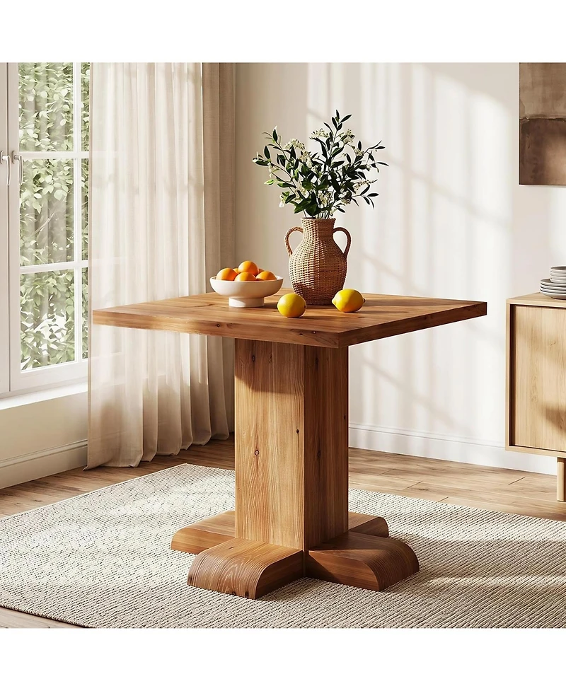 Tribesigns Solid Wood Square Dining Table, 31.5'' Rustic Farmhouse