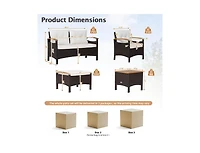 Mondawe 7 Piece Rattan Patio Sofa Set with Acacia Wood Tabletop and Armrests