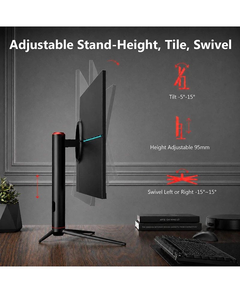 Z-edge UG40S 40" 21:9 Wqhd 3440x1440 144Hz 1ms Ips Gaming Monitor, FreeSync, Height/Tilt/Swivel Adjustable