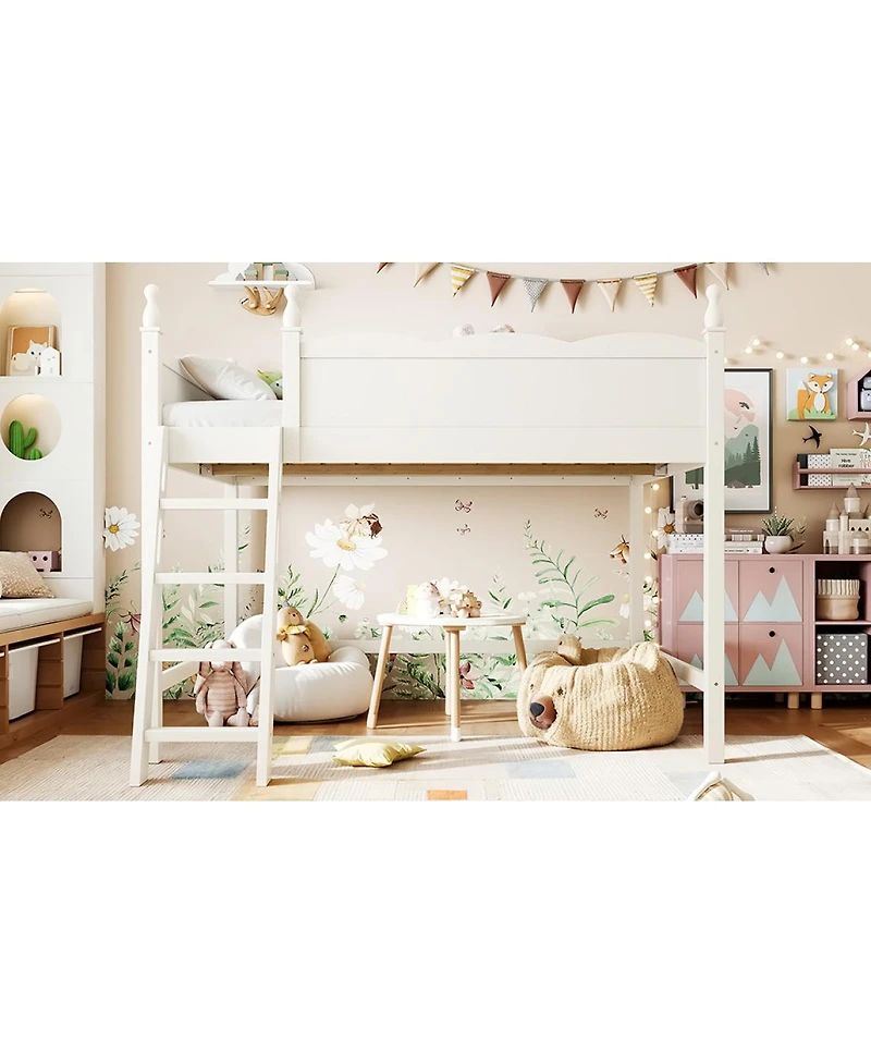 Streamdale Furniture Full Size Solid Wood Loft Bed with Ladders and Under-Bed Space