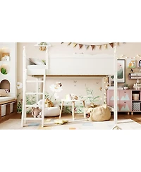 Streamdale Furniture Full Size Solid Wood Loft Bed with Ladders and Under-Bed Space