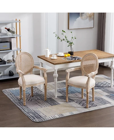 Streamdale Furniture French Vintage Upholstered Fabric Dining Armchair, Set of 2