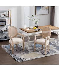 Streamdale Furniture French Vintage Upholstered Fabric Dining Armchair, Set of 2