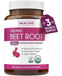 Healths Harmony Beet Root Powder Tablets with Pepper Extract, 1,350 Milligram Per Serving, 180 Tablets