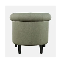 Jofran Transitional Contemporary Upholstered Barrel Curved Back Accent Chair