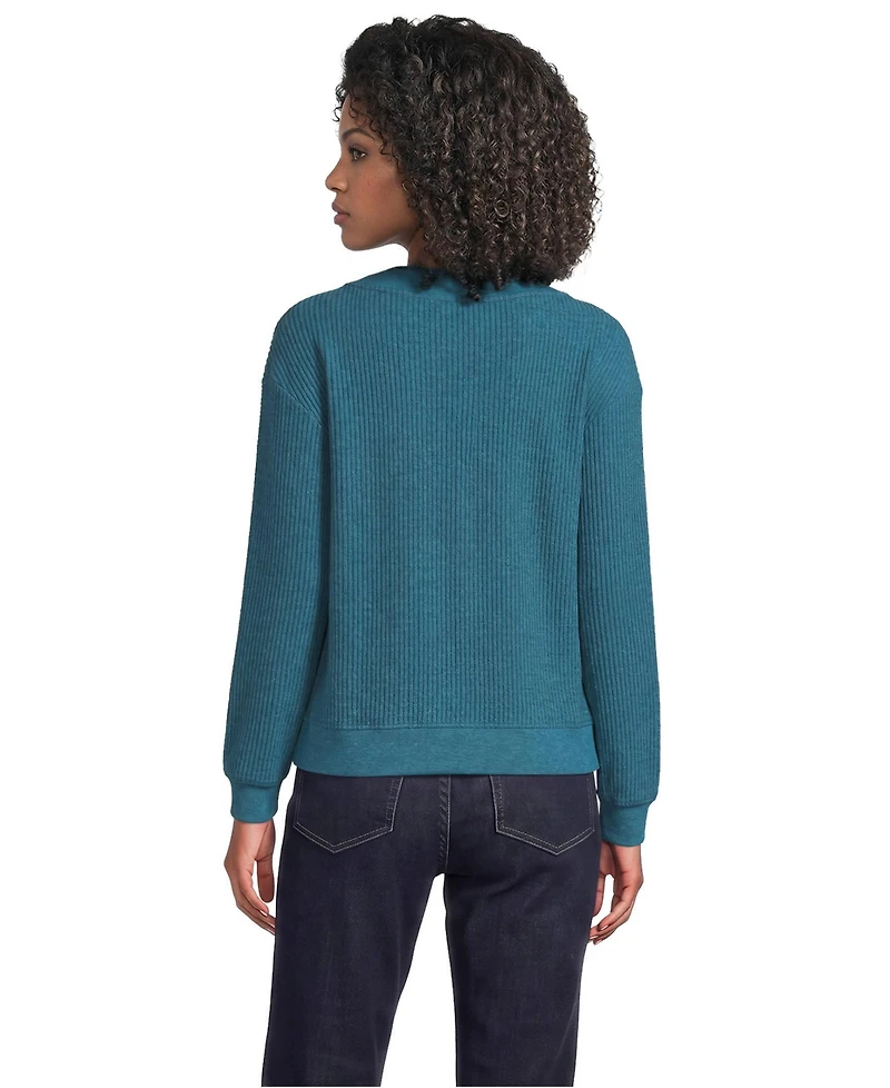 Lands' End Women's Long Sleeve Waffle V-neck Cardigan