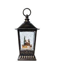 Kurt Adler 9.5" Led Santa In Town With Swirling Glitter Lantern