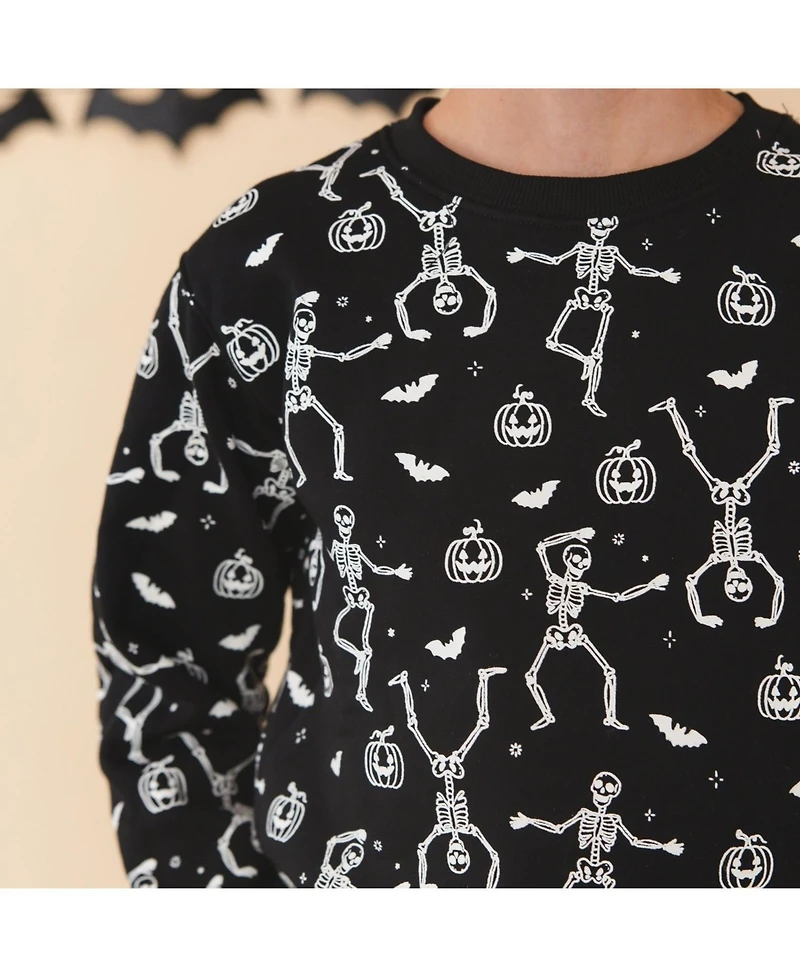 Sweet Wink Big Boys 10-12 Glow The Dark Silly Skelly Halloween Sweatshirt