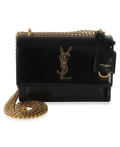 Pre-Owned Saint Laurent Black Patent Monogram Small Sunset Bag