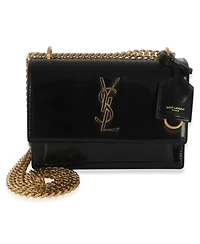 Pre-Owned Saint Laurent Black Patent Monogram Small Sunset Bag