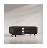 Jofran Marlowe Mid-Century Modern 48" Curved Coffee Table with Storage Drawers