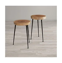 Jofran Global Archive Flat-Pack Wood and Iron Accent Tables (Set of 2)