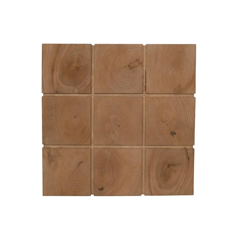 Jofran Sequoia 22" Solid Wood Modern Rustic Cube Carved End Table