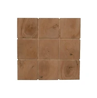 Jofran Sequoia 22" Solid Wood Modern Rustic Cube Carved End Table