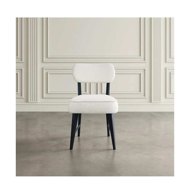 Jofran Wes Mid-Century Modern Boucle Upholstery Dining Chair (Set of 2