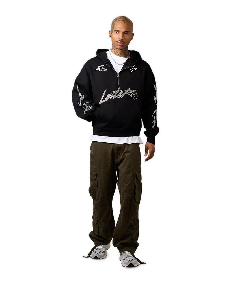 Loiter Men's Rave Quarter-Zip Rhinestone Hoodie