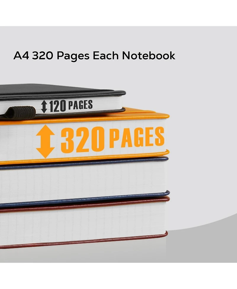Danrong Large Hardcover College Ruled Notebook 320 Pages Faux Leather Journal With Bookmark And Pocket