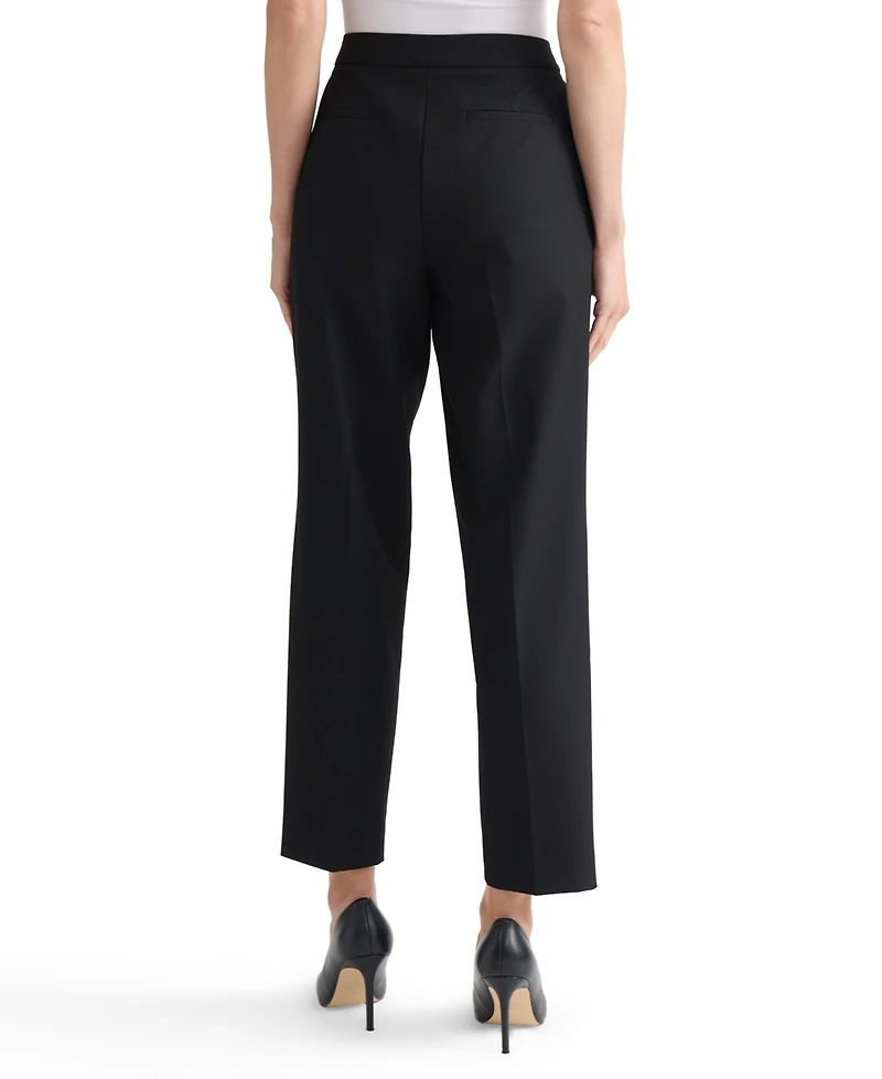 Kasper Women's Machine Washable Mid-Rise Straight Leg Pants, Regular & Petite