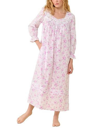Eileen West Women's Antique Rose Long-Sleeve Floral-Print Nightgown