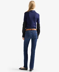 7 For All Mankind Women's Kimmie Mid-Rise Straight-Leg Jeans