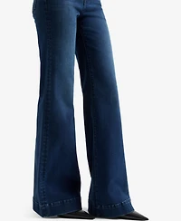 7 For All Mankind Women's Modern Dojo High-Rise Wide-Leg Trouser-Style Hem Jeans