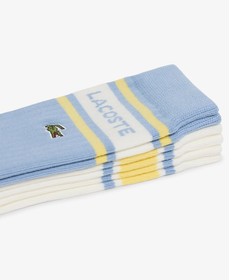 Lacoste Men's Everyday Mid-Calf Ribbed Crew Socks, 3-Pack