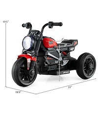 Sugift 6V Toddler Electric Motorcycle 31" 3-Wheel with Led Headlight Ride-On Toy, Ages 3-5
