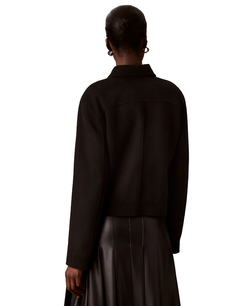 Calvin Klein Women's Zip-Front Unlined Wool-Blend Jacket