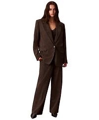 Calvin Klein Women's Windowpane High-Rise Wide-Leg Pants