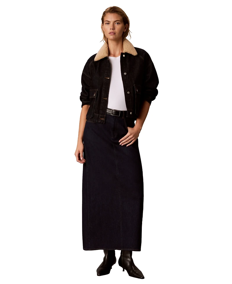 Calvin Klein Women's Mid Rise Maxi Denim Skirt