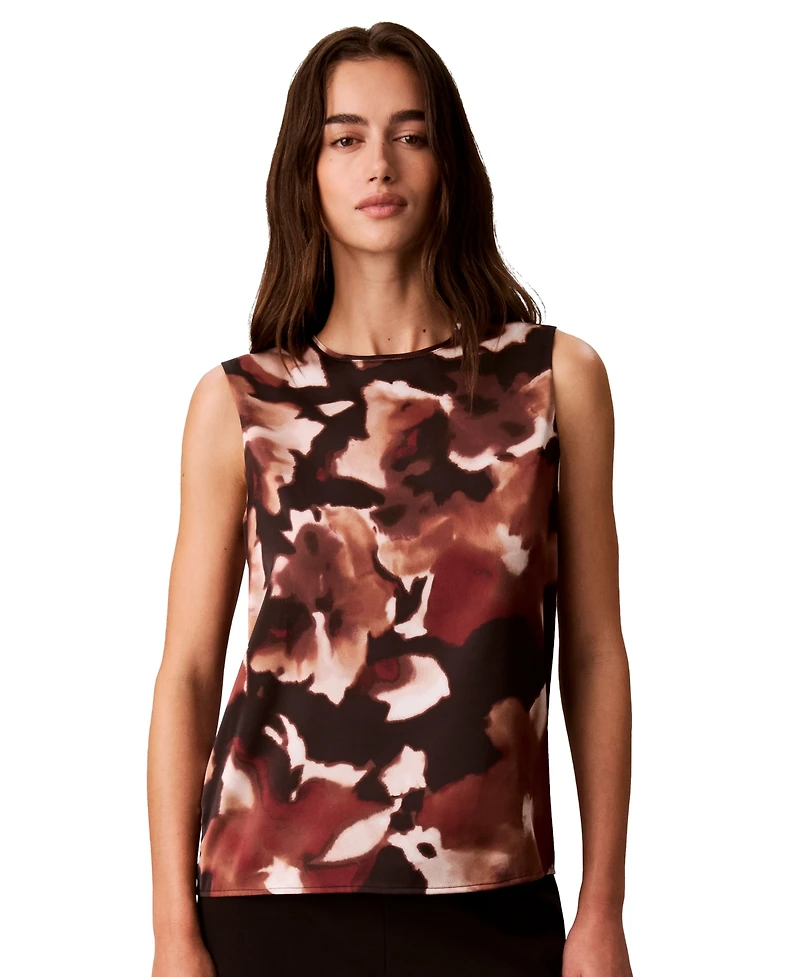 Calvin Klein Women's Sleeveless Crewneck Floral-Print Tank