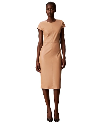 Calvin Klein Women's Cap-Sleeve Sheath Midi Dress