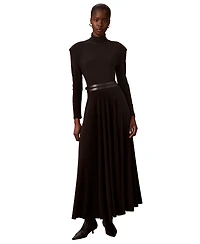 Calvin Klein Women's Belted Long-Sleeve Turtleneck A-Line Dress